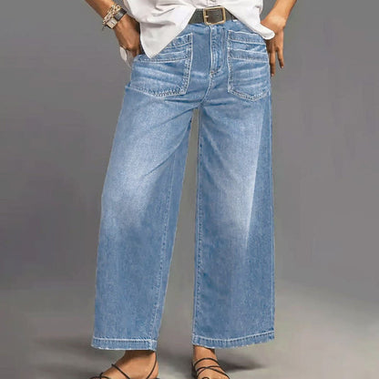👖✨ Damen Casual High-Rise Weitbeinjeans – Schmeichelhafte Passform, Dehnbarer Komfort & Lässiger Style 💃