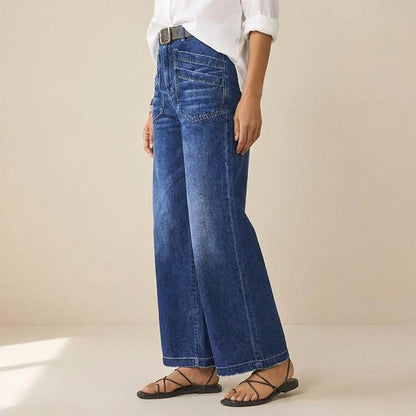 👖✨ Damen Casual High-Rise Weitbeinjeans – Schmeichelhafte Passform, Dehnbarer Komfort & Lässiger Style 💃