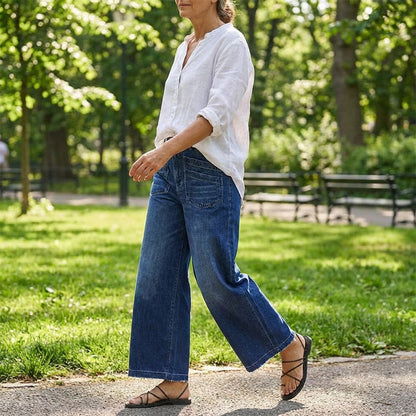 👖✨ Damen Casual High-Rise Weitbeinjeans – Schmeichelhafte Passform, Dehnbarer Komfort & Lässiger Style 💃