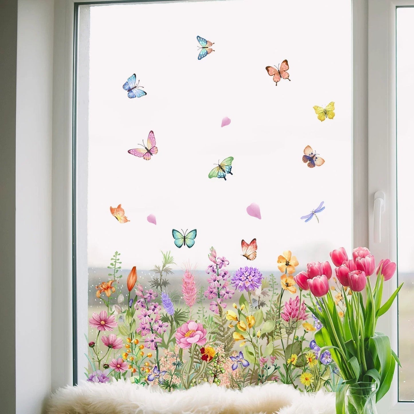 ✨LETZTER TAG VERKAUF 50 % RABATT!💐Bunter Blumenstrauß-Fensteraufkleber🖼️