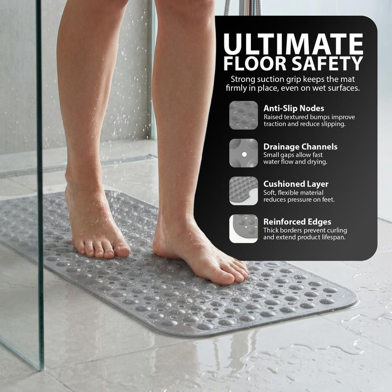 Rutschfeste Badematte 100×40 cm – Extrem starke Saugnäpfe, schneller Wasserablauf & in 7 Farben erhältlich 🛁🌈