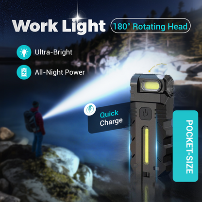 💎 60% RABATT! 💎 180° drehbare LED-Arbeitsleuchte – Zweistrahler, Magnetfuß und USB-C-Ladeanschluss