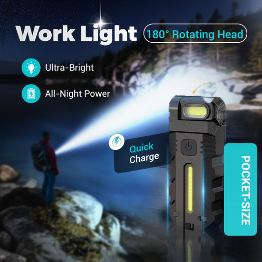 💎 60% RABATT! 💎 180° drehbare LED-Arbeitsleuchte – Zweistrahler, Magnetfuß und USB-C-Ladeanschluss