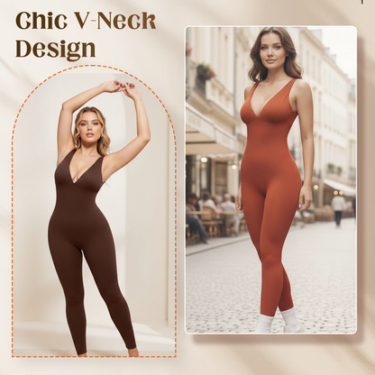 💞50.000+ VERKAUFT!👵❤️ 50 % RABATT! Hochelastischer Overall mit V-Ausschnitt für Fitness und Yoga