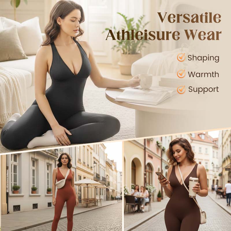💞50.000+ VERKAUFT!👵❤️ 50 % RABATT! Hochelastischer Overall mit V-Ausschnitt für Fitness und Yoga