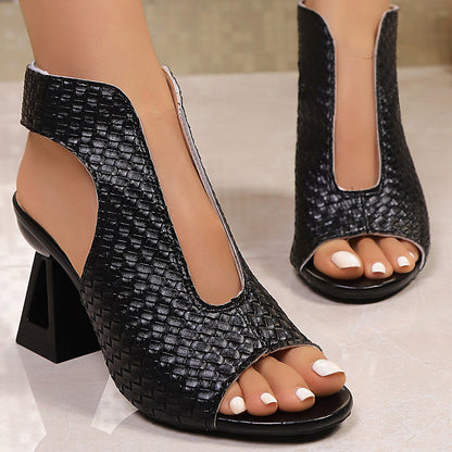 👡✨ Elegante Peep-Toe-Sandalen mit Absatz für Damen – Bequemer Blockabsatz, Verstellbarer Riemen & Stilvoll 💃