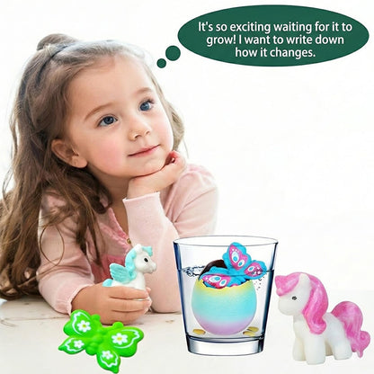 💎 54 % RABATT! 💎🦄6er-Set magische Eier zum Ausbrüten – Dinosaurier, Einhörner und Schmetterlinge | Pädagogisches STEM-Spielzeug für Kinder 🌈🥚