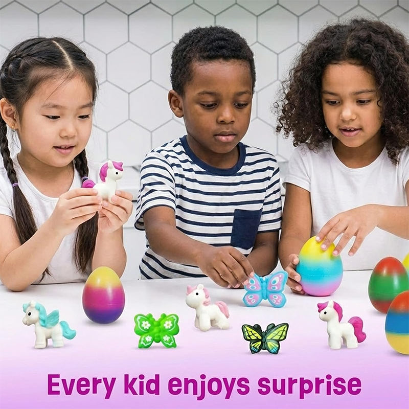 💎 54 % RABATT! 💎🦄6er-Set magische Eier zum Ausbrüten – Dinosaurier, Einhörner und Schmetterlinge | Pädagogisches STEM-Spielzeug für Kinder 🌈🥚