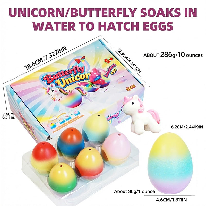 💎 54 % RABATT! 💎🦄6er-Set magische Eier zum Ausbrüten – Dinosaurier, Einhörner und Schmetterlinge | Pädagogisches STEM-Spielzeug für Kinder 🌈🥚