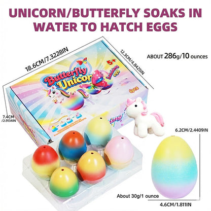 💎 54 % RABATT! 💎🦄6er-Set magische Eier zum Ausbrüten – Dinosaurier, Einhörner und Schmetterlinge | Pädagogisches STEM-Spielzeug für Kinder 🌈🥚