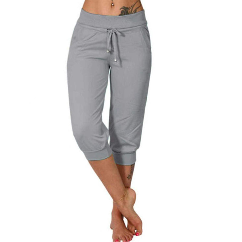 👖 50% RABATT! 🔥 Damen 3/4 Jogginghose – Strickstoff, Hoher Bund mit Kordelzug & Praktische Taschen für Sport & Freizeit 🌸