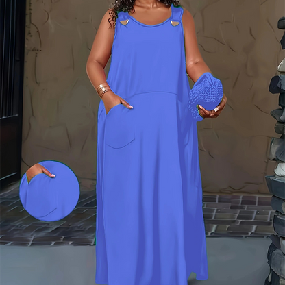Damen ärmelloses Maxikleid mit Taschen für den lässigen Alltag
