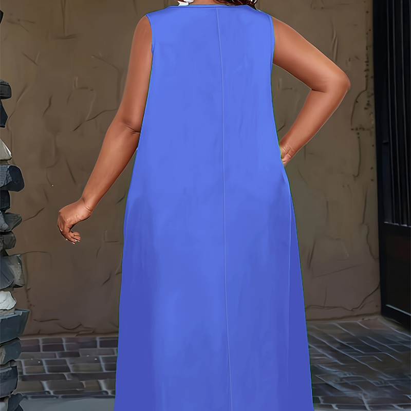 Damen ärmelloses Maxikleid mit Taschen für den lässigen Alltag