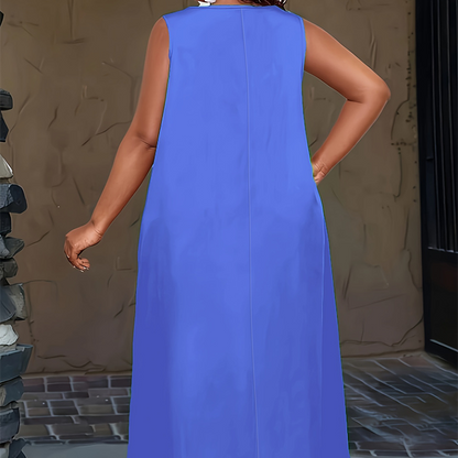 Damen ärmelloses Maxikleid mit Taschen für den lässigen Alltag