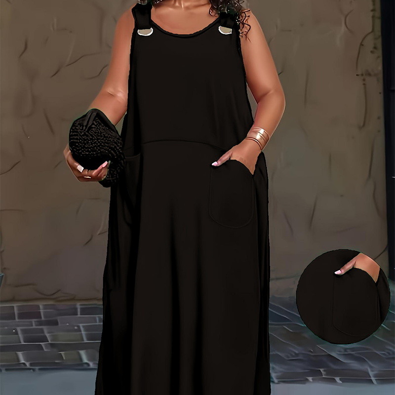 Damen ärmelloses Maxikleid mit Taschen für den lässigen Alltag