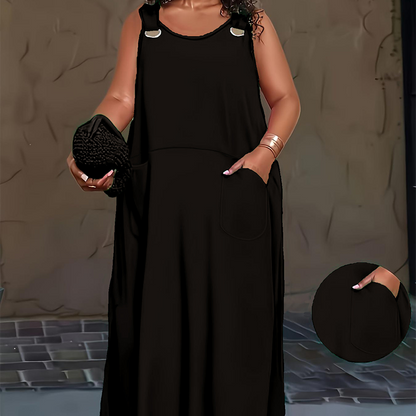 Damen ärmelloses Maxikleid mit Taschen für den lässigen Alltag