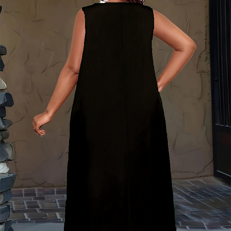 Damen ärmelloses Maxikleid mit Taschen für den lässigen Alltag