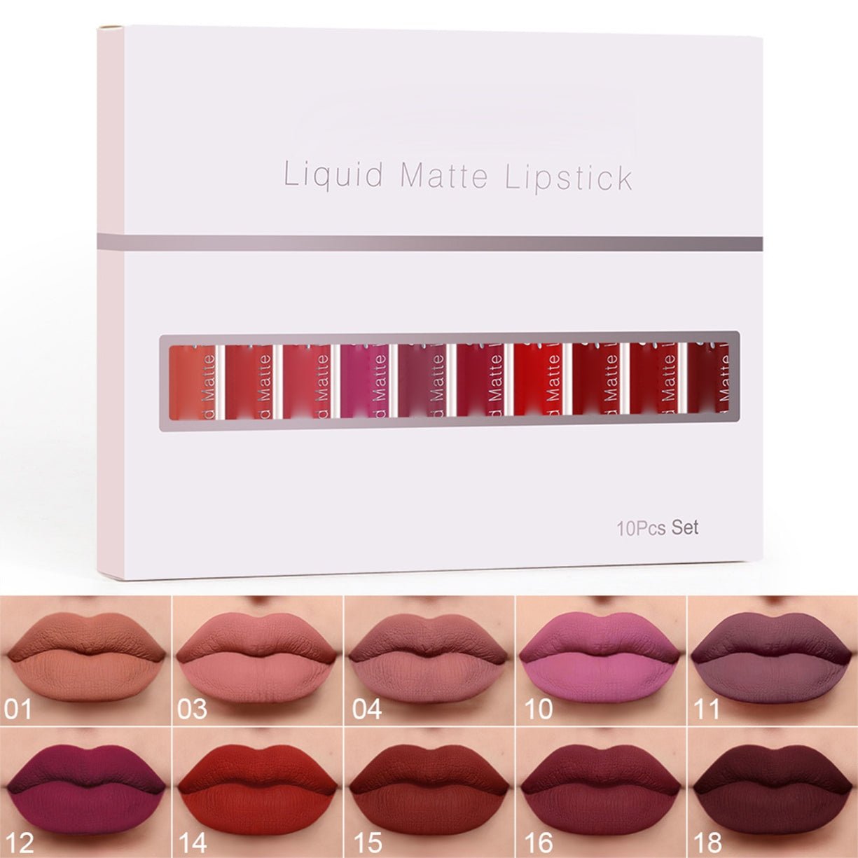 💄10 Stück matter, wasserfester, langanhaltender Lipgloss💋