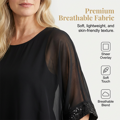 👕 Lässiges Damenoberteil mit Pailletten – Elegant, Weich, Loose Fit ✨