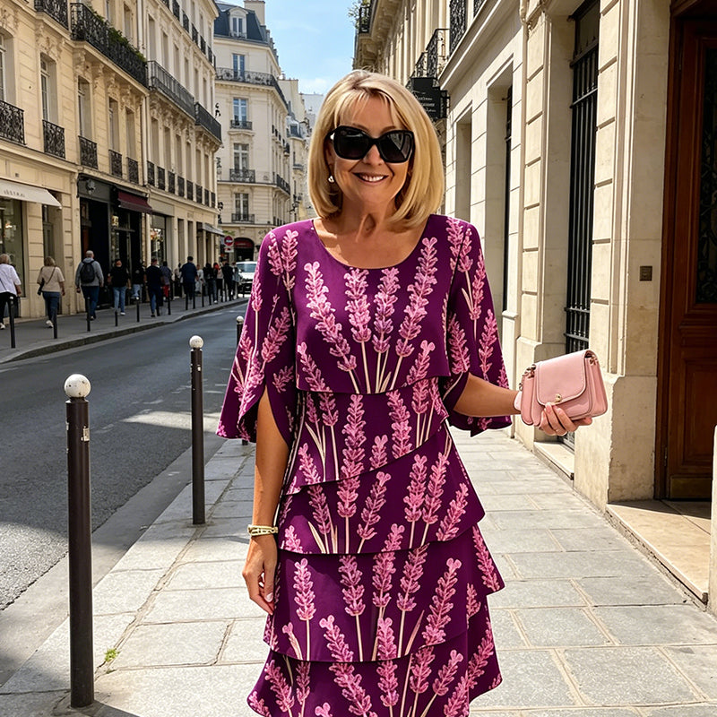 🌺Chic Tiered Midi Dress with Floral Pattern