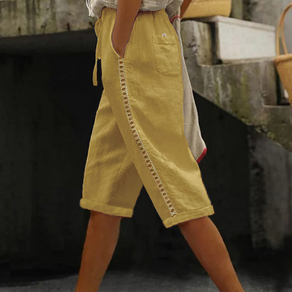 🌺Sommer-Caprihose für Damen mit Spitzenausschnitt