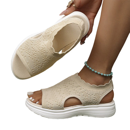 👡 Atmungsaktive Plateau-Sandalen aus Strick für Damen – leicht & komfortabel