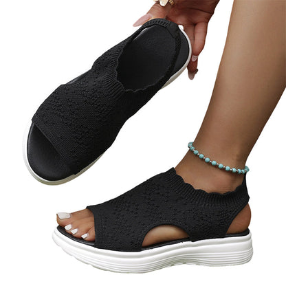 👡 Atmungsaktive Plateau-Sandalen aus Strick für Damen – leicht & komfortabel