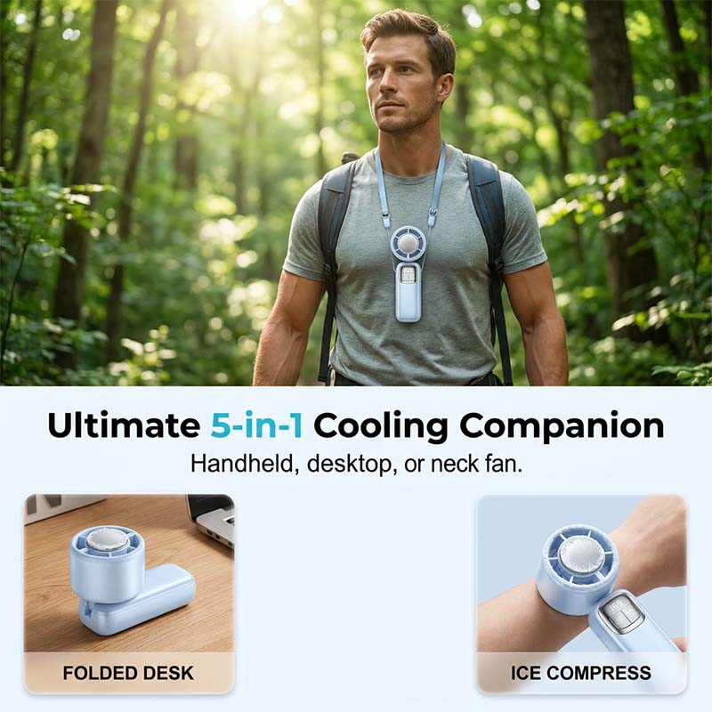 Neues 5-in-1-Kühlgerät 2026 – Handventilator mit Halbleiter-Kühlfunktion – Kühlplatte, 199 Windgeschwindigkeitsstufen, 5-in-1-Funktion und 72 Stunden Akkulaufzeit ❄️🌀
