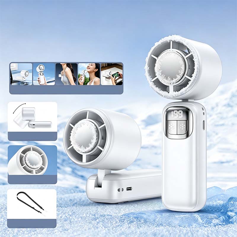 Neues 5-in-1-Kühlgerät 2026 – Handventilator mit Halbleiter-Kühlfunktion – Kühlplatte, 199 Windgeschwindigkeitsstufen, 5-in-1-Funktion und 72 Stunden Akkulaufzeit ❄️🌀