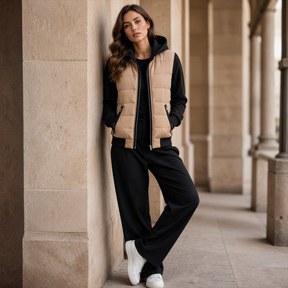 📢🎉50%Rabatt!!!🛍️✨Damen Farbblock gesteppte Kapuzenjacke