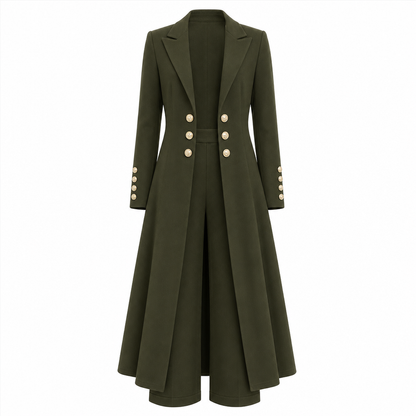 📢🎉🛍️✨Elegantes herbstliches 2-Teiler-Outfit für Damen mit Retro-Langmantel und schlichter Hose