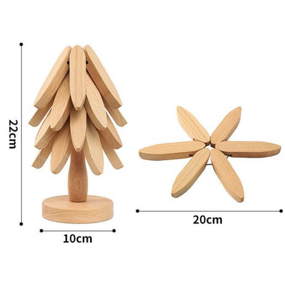 🧑‍🎄Heißer Weihnachtsverkauf🎄🎄Isolierte Untersetzer Massivholz-Weihnachtsbaum-Untersetzer